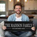 Family Name Sign Personalized Canvas with Date, Custom Framed with Last Name Housewarming Gift Anniversary
