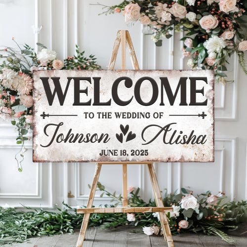 Welcome Wedding Personalized Canvas Sign