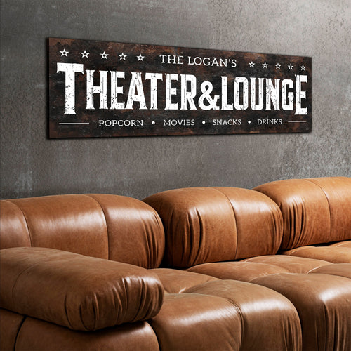 Theater Lounge Panoramic Personalized Canvas Sign