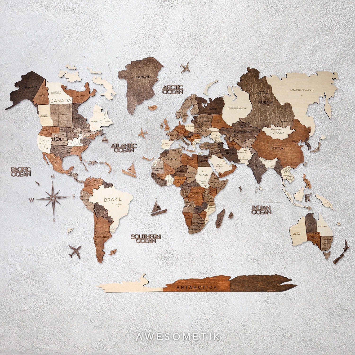 Detailed World Map For Wall