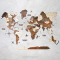 3D Wooden World Map Multicolor