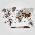3D Wooden World Map Cappuccino