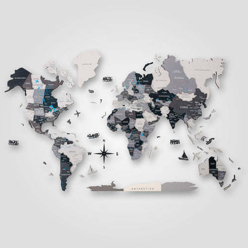 3D Wooden World Map Nordik