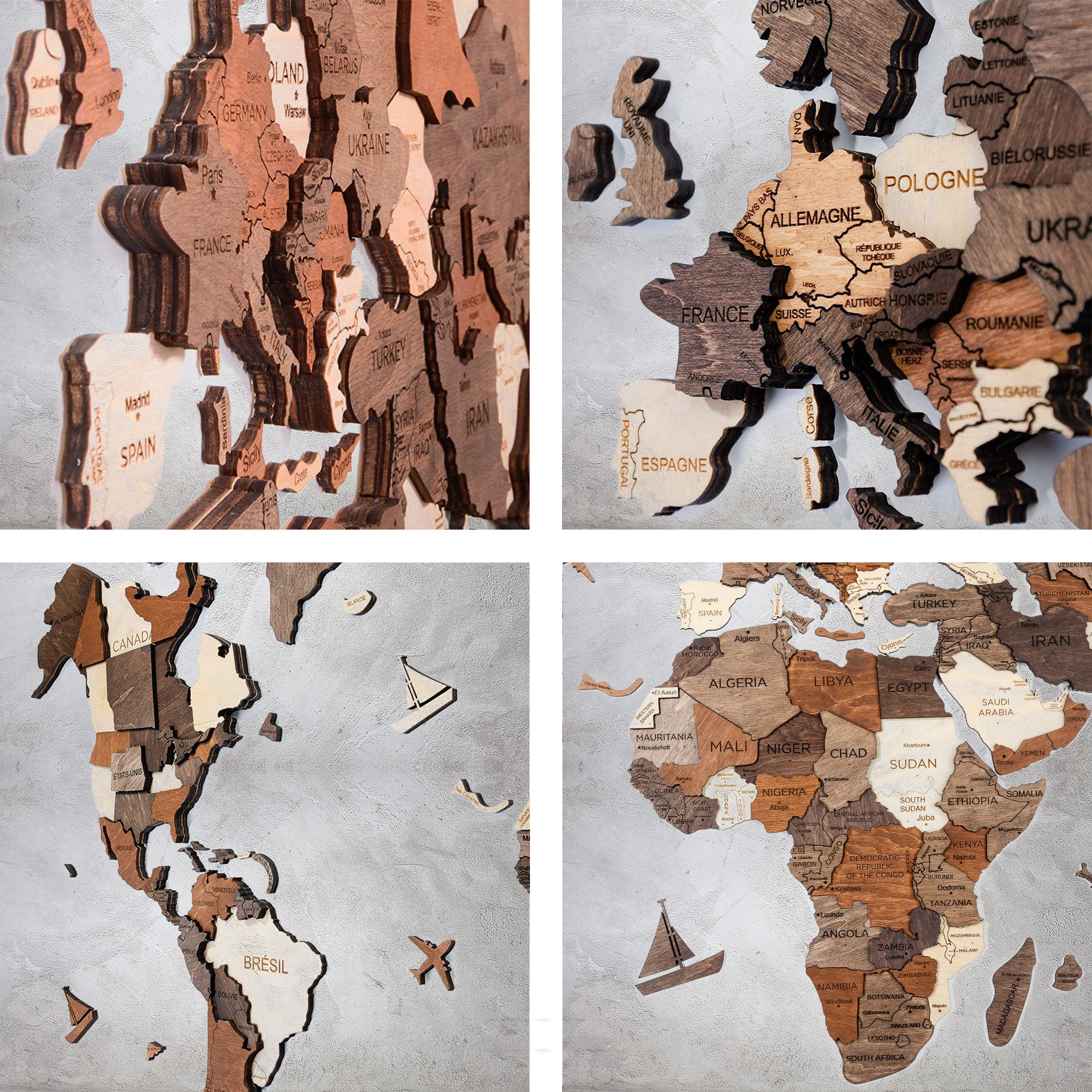 3D Wooden World Map Terra – Awesometik