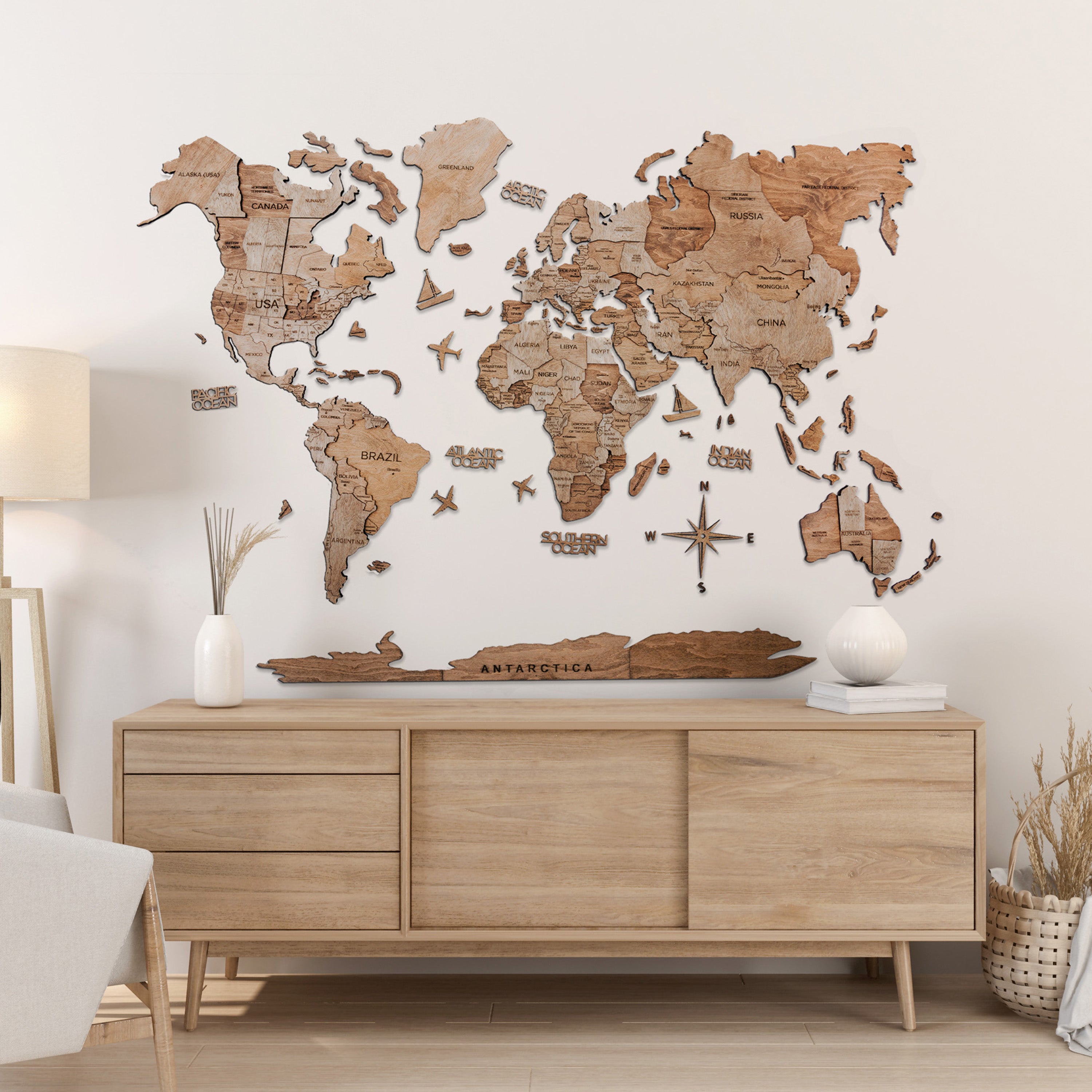 3D WOODEN MAP OF THE WORLD - TERRA – ATIPIQA